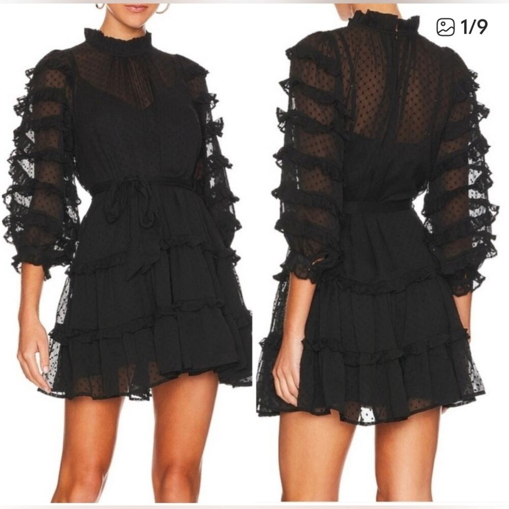 NWT Cleobella Lacey Mini Dress Black Sz S Long Sleeve Boho Cocktail Party